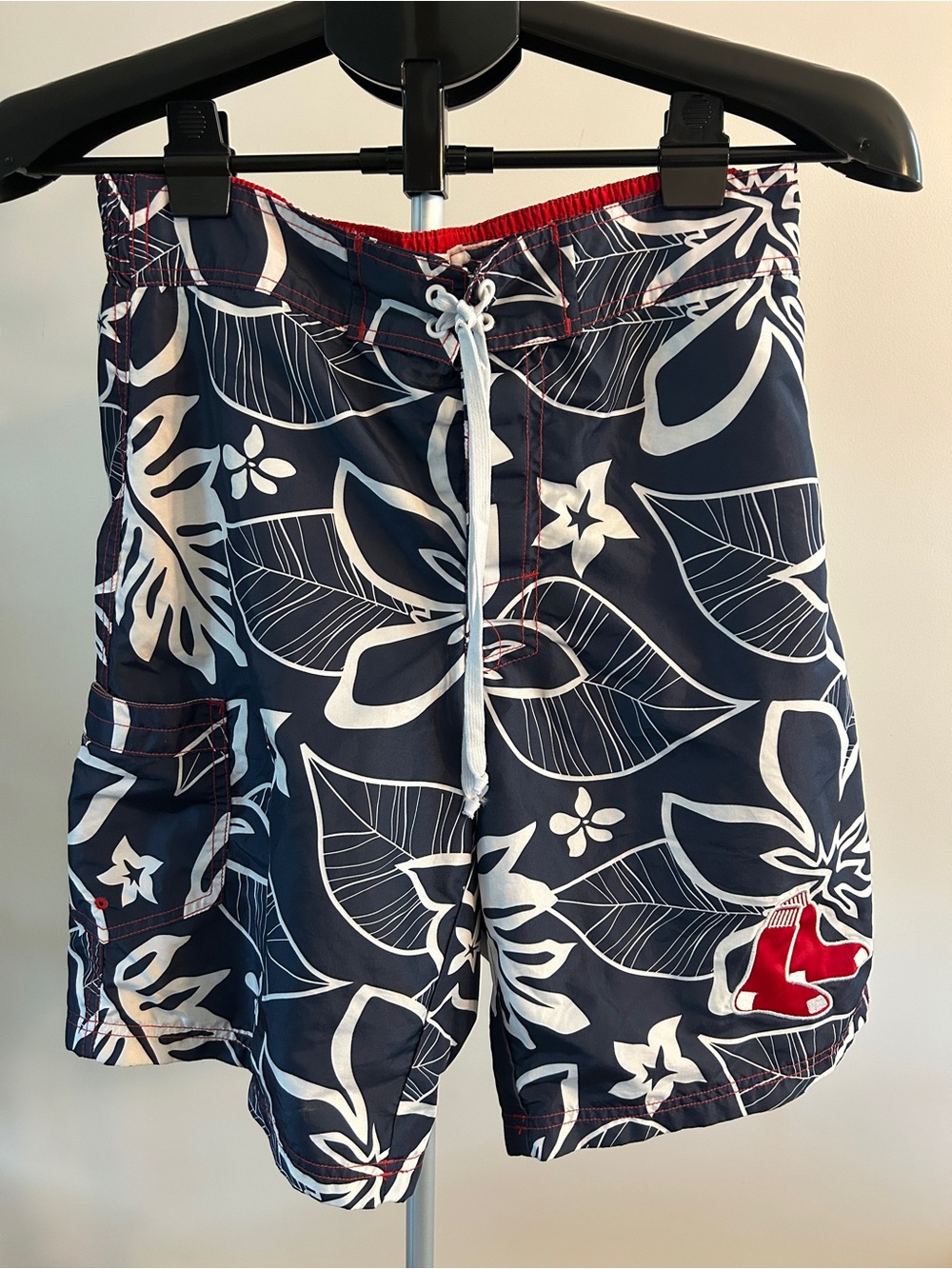 Official Boston Red Sox Genuine Merchandise Navy Blue White Floral Swim Trunks